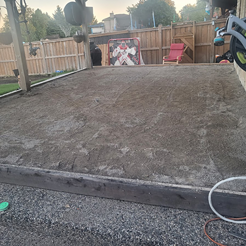 stamped hot tub pad site prep